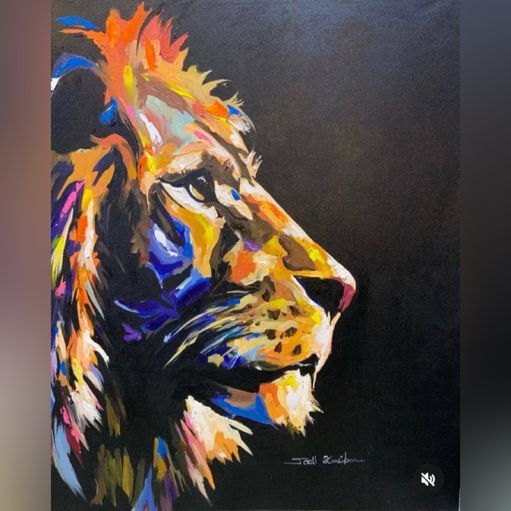 Painting of a lion ( side view)